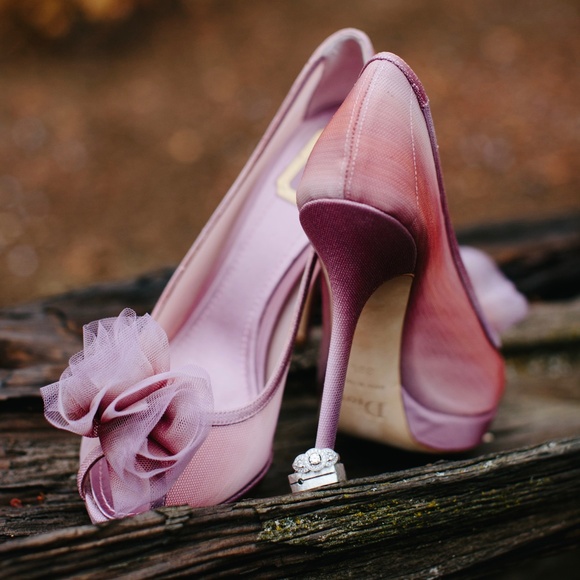Dior Bagatelle Blush Ombré Peep Toe Pom Bow Wedding Heels Size 38.5 - Picture 1 of 13